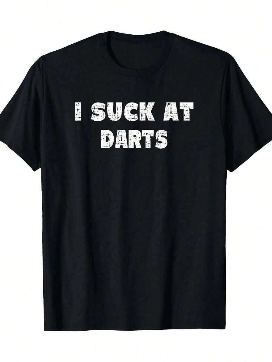 Hilarious I Suck At Darts Quote-Shirt - 220g - Black - View 1