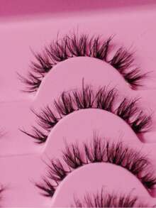 全新6对装漫画风格假睫毛，柔软自然纤长，动漫风格轻盈条状假睫毛，适用于日常妆容、角色扮演、派对等场合，可重复使用。 - 查看 4