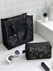 米色毛绒爱心网眼零钱包，口红收纳盒，粉色房间装饰家居卧室浴室客厅书桌装饰旅行用品婚礼家居装饰生日蘑菇新年配饰礼物送给爸爸妈妈最好的朋友老师男士趣味礼物首饰收纳盒浴室套装收纳整理盒香水收纳盒化妆包礼品收纳盒袋浴室收纳架 - 黑色 - 查看 15