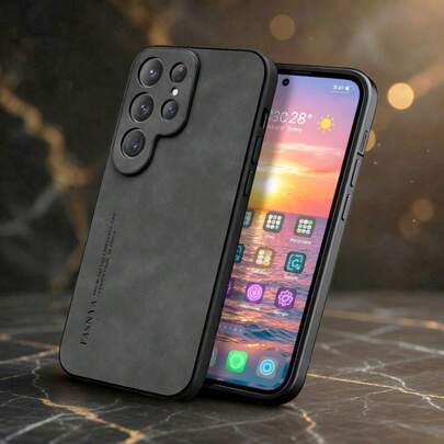  1pc Hadaasi Black Sheepskin Matte Comfortable Skin Feel High-End PU Leather PC Hard Board TPU Silicone Soft Frame High-End Sheep Leather Full Wrap Precision Hole Anti-Fall Anti-Sweat Thin Phone Case Compatible With Apple 17pro/17promax/17Air/17/16E/16pro/16promax/16plus/16 And Galaxy S26Ultra/S26Plus/S26/S25Ultra/S25Plus/S25/S25Edge/S25FE/A17/A07/A56/A36/A26/A55/A35/A25/A15/A24/A34/A14/A16/A06