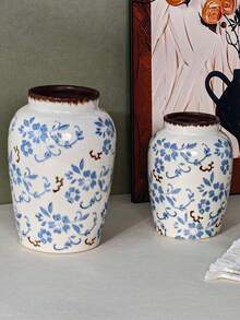 Cabin Kangaroo 新款中式青花陶瓷花瓶，复古裂纹釉花瓶，客厅玄关装饰，禅意干花花瓶，精品茶室软装，桌面花架，手工裂纹釉青花陶瓷花瓶，复古做旧中式花瓶，客厅电视柜装饰，干花鲜花花瓶 - 多色 - 查看 7