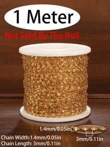 100厘米 18K镀金不锈钢唇链 散装扁平椭圆形缆绳链，适用于DIY珠宝制作，可搭配手工腰链、手链、项链等配件 - 嘴唇鏈 - 查看 8