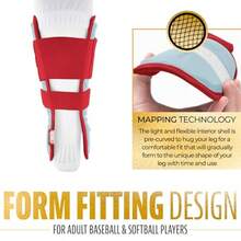 Franklin Sports Baseball + Softball Leg Guard - PRT Series Adult Shin + Foot Shield for Batting - Protective Leg + Ankle Guard with Toe Plate - One Size - Azul Carolina/Rojo - Ver 5