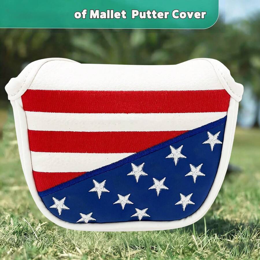 Unconventional Commuter Style Star-Spangled Half-Circle Push-Pull Sleeve, Lychee Texture PU Leather, 3D Embroidery 13-Star Badge, Protective And Sentimental - White - View 1