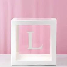 1pc White Transparent Baby Shower Gift Box With "Baby One Two Love" Letter Decoration, Transparent Cube Decorative Box Suitable For Gender Reveal Party, Birthday Party, Wedding, Bridal Shower, Photo Backdrop, Reusable Celebration And Photography Decoration - White - View 21