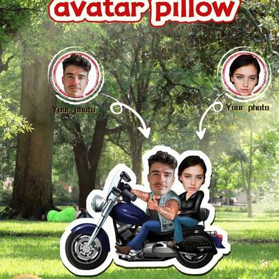 A Customized [Mini 3D Cartoon Motorcycle Pillow] - Personalized Double-Sided Printing, Modern Style Short Plush Pillow, Holiday Theme, Ideal For Decorating Beds, Sofas And Cars, Perfect Gift For Family, Friends And Partners