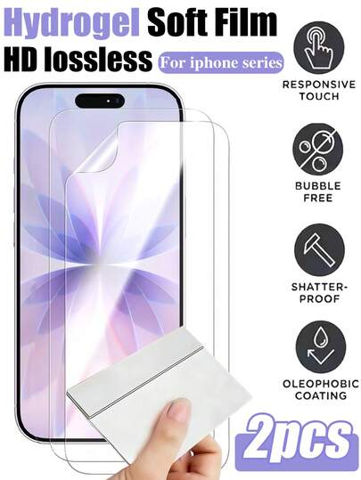 2 片装 - 适用于 17 的柔性屏幕保护膜 [非玻璃]，防碎软 TPU 水凝胶膜，兼容 17 Pro Max/17 Pro/17 Air/16 Pro Max/16 Pro/16 Plus/16/15 Pro Max/15 Pro/15 Plus/15/14/13/2/11，超薄隐形，防刮擦，自修复，无气泡，日常生活和工作必备，手机配件，兼容手机壳。
