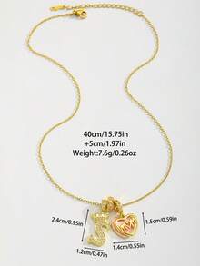 1 chiếc mặt dây chuyền hình vương miện và chữ cái bằng đồng mạ vàng tinh tế, đính đá Cubic Zirconia, hình trái tim, món quà trang sức thanh lịch dành tặng Mẹ nhân Ngày của Mẹ. - Vàng - Xem 5