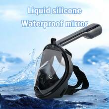 Adult Full-Face Snorkeling Mask With Camera Holder, 180-Degree Panoramic View, Dry Snorkel, Leak-Proof, Snorkeling Gear, Beach Essential, Beach Accessories, Pool Floatation Device. - 黑色L/XL - 查看 5