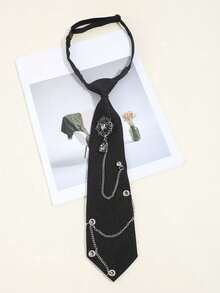 1 pieza Corbata pre-anudada con cadena de estilo punk con colgante de diamante falso, corbata unisex elegante y de moda para uso casual y formal - Multicolor - Ver 12