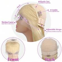 613号金色波波头假发,真人发漂白,巴西雷米发,价格实惠,13x4直发短波波头假发,真人发闭合式假发,预先拔毛 - S613 - 查看 8