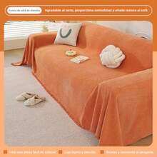 Funda de Sofá Elástica Chenille Reversible - Ultra Suave Antideslizante y Lavable Funda para Sofá de Tela Supersuave Antiarañazos Ideal Todas Las Temporadas Naranja 180x130cm/70.8x51.2 in - Naranja - Ver 7