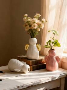 1 vază creativă pentru flori, stil drăguț și rafinat, modele multiple, obiecte artizanale din ceramică, potrivite pentru grădină, pervaz, decor de masă, sufragerie, ideale pentru aniversare, cadouri de sărbători, perfecte pentru prieteni și familie, alegerea ideală pentru decorațiuni de sărbători. - Multicolor - Vizualizare 6