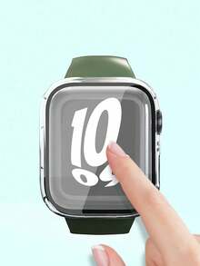 1pc Transparent Case Film, Integrated PC + Tempered Glass Membrane Compatible With Apple 7/6/5 Series, Transparent All-In-One Watch Protective Case, 40/44/45MM - Clear - View 7