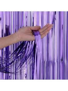 1/2/3pcs Light Purple Tassel Curtain Streamers, Concert Decor Background, Theme Party Decoration, Birthday Party Supplies, Indoor/Outdoor Atmosphere Decor - Purple Rain Curtain - View 3