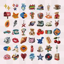 SCXXBSW 50 piezas Pegatinas Retro Y2K, Pegatinas de Dibujos Animados Lindas, Adecuadas para Uso DIY en Patinetas, Botellas de Agua, Portátiles y Teléfonos - Multicolor - Ver 9