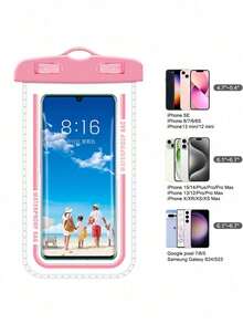 通用防水手机壳，带挂绳，防水塑料外壳，兼容 15/14/13/12/11 Pro XS Max SE XR X 8 7 和 S23 S22，表面光滑，适合海滩和泳池使用。 - 彩色 - 查看 8