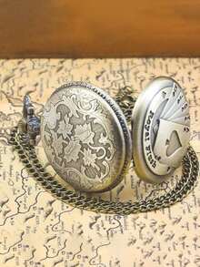 1pc Vintage Bronze Hollow Engraved Pocket Watch Necklace, Retro Style, Suitable For Daily Wear, An Ideal Gift Choice - Bronze - View 2