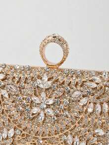 Dedoo 1pc Women's Elegant Clutch Bag With Sparkling Gold Rhinestone Decor, Suitable For Evening Party, Wedding, Cocktail - Gold - View 6