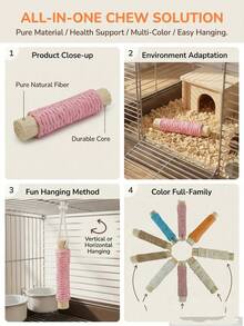2pcs Hamster Rabbit Chew Toys, Rodent Teeth Grinding Sticks, Multi-Color - View 5