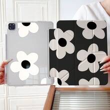 1 Stück ästhetische minimalistische weiße Blumen Muster 3+Y Falt Multi-Winkel Magnetständer Tablet Hülle mit Stiftfach & Auto Sleep/Wake Schutzhülle, kompatibel mit iPad PRO/AIR, kompatibel mit SAMSUNG, kompatibel mit XIAOMI Pad 5/6/38 - Verschiedenfarbig - Übersicht 9