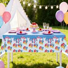 1/3 Interesting Number 67 Ice Cream Drip Birthday Tablecloth, Size 108x180 Cm/43x71 Inches, Made Of PE Material, Colorful Party Decor Tablecloth With Sprinkle And Drip Frosting Pattern, Suitable For Birthday And Dessert Theme Parties - View 5