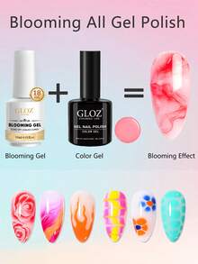 GLOZ 1PC 18ml Transparent Blooming Gel Nail Polish, Removable UV LED Blooming Gel Nail Polish, Can Create Tie Dye Effect, Suitable For Nail Art, Marble, Natural Stone, Watercolor Tie Dye And More, Christmas Nail Polish - Clear - View 6