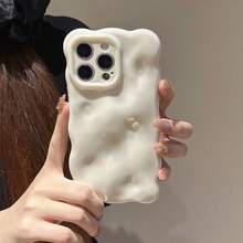 1个糖果色3D波浪纹理防震手机壳，兼容 17/17 Pro/17 Pro Max/AIR/16/16 Pro/16 Plus/16 Pro Max/15/15 Plus/15 Pro/15 Pro Max/14/14 Pro/14 Plus/14 Pro Max/13/13 Pro/13 Pro Max/12/12 Pro/12 Pro Max/11/11 PM，马卡龙软壳 - 白色 - 查看 12