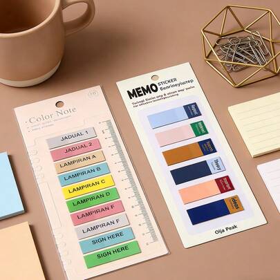 320pcs Multi-Color Index Sticky Notes Set With Ruler.Labeled Page Markers + MEMO Functional Tags.Writable Reusable Memo Stickers For Reading, Note-Taking & File Organization Peak Learning & Office Stationery.Ideal Gift For Students, Readers & Office Workers.