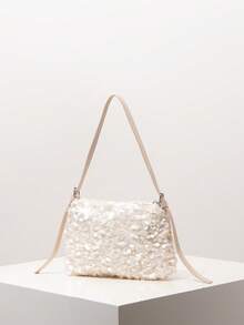 Bolso de hombro con lentejuelas, bolso elegante para mujer, adecuado para gala, atuendos de fiesta, baile de graduación, boda, regalos para mujeres (patrón aleatorio) - Beis - Ver 2