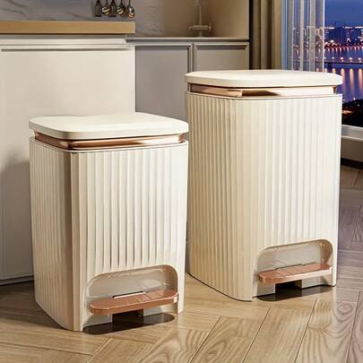 Senmeo Rustproof 12L Pedal-Operated Trash Can, Compact Luxury Design For Small Spaces, Ideal For Bathroom, Laundry Room & Home Office