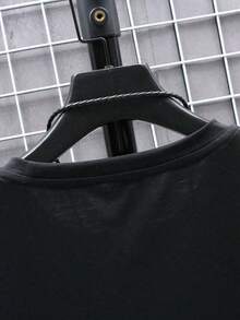 Men's Casual Letter Print Round Neck Short Sleeve ShirtHot Item - 黑色 - 查看 4