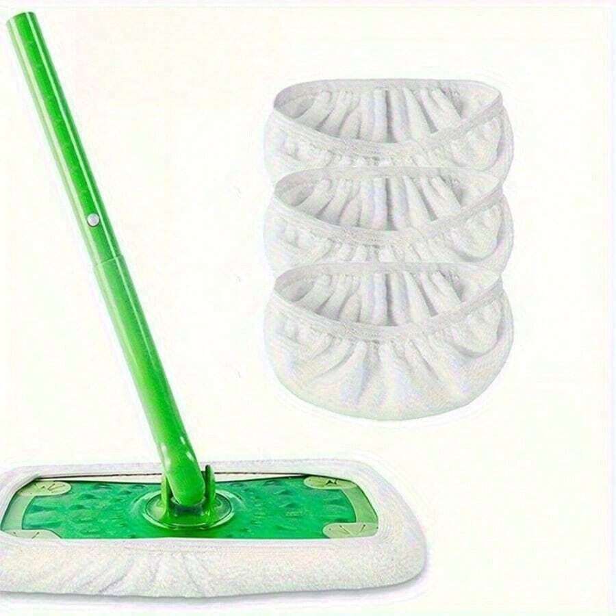 6-Piece Set Of Durable White/Green Mop Cloth, Home Cleaning And Mop Accessories, Instantly Absorbs Water Stains, Suitable For Smooth Surfaces Or Wooden Floors - White - 查看 1
