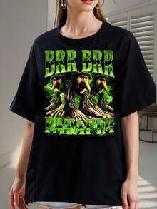 Camiseta Vintage Estilo Bootleg de los 90 Brr Brr Patapim, Brer Brarr, Regalos de Animales Italianos con Estampado Brainrot para Hombre y Mujer, Camiseta Unisex Estampada 2101 - Hecha de algodón puro, es suave y transpirable, adecuada tanto para hombres como para mujeres. Es una camisa informal adecuada para todas las estaciones y un recuerdo elegante. Es adecuado para el uso diario, los entusiastas de la moda urbana y los amantes de la música. - Negro - Ver 6