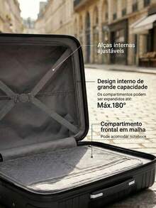 Carry-On Suitcase For Domestic And International Travel, 4 Double Wheels, 360° Rotating Lock, Built-In Padlock - Negro - Ver 5