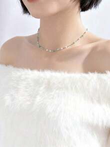 Colorful Dopamine Crystal Necklace For Women, Delicate Collarbone Niche Chain - Silver - View 7