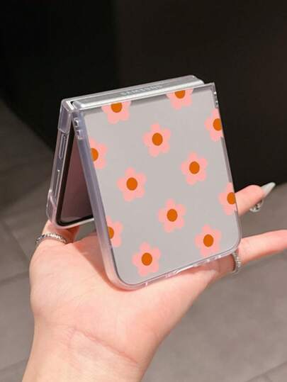 1个时尚简约磨砂PC材质折叠手机壳，简约可爱花朵元素，可保护手机并防止跌落，适用于：三星Galaxy Zflip 3/Zflip 4/Zflip 5/Zflip 6/Zflip 7/ Find N3 Flip/ Razr 50 Ultra/ Razr 60 Ultra/ 60/ Razr 50/小米MIX Flip/Galaxy Z Flip7 FE