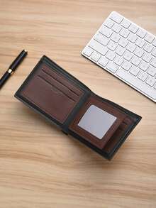 SHABILI Korean Fashion Men's Short Wallet, Classic Bestselling Horizontal Large Capacity Multi-Card Slot Business Wallet For Men Money Wallet Mini Wallet Purse Wallet Men Wallet Leather Small Wallet Travel Essential - Black - View 2