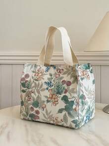 Portable Insulated Lunch Bag, Bento Box, Dinner Thermal Bag, Cute Thickened Student Lunch Fruit Bag, Leaf And Grape Design Bag - Multicolor - View 5