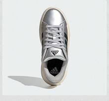 Adidas 女鞋簡約百搭運動厚底增高低筒休閒板鞋 - 銀色/黑色 - 查看 10