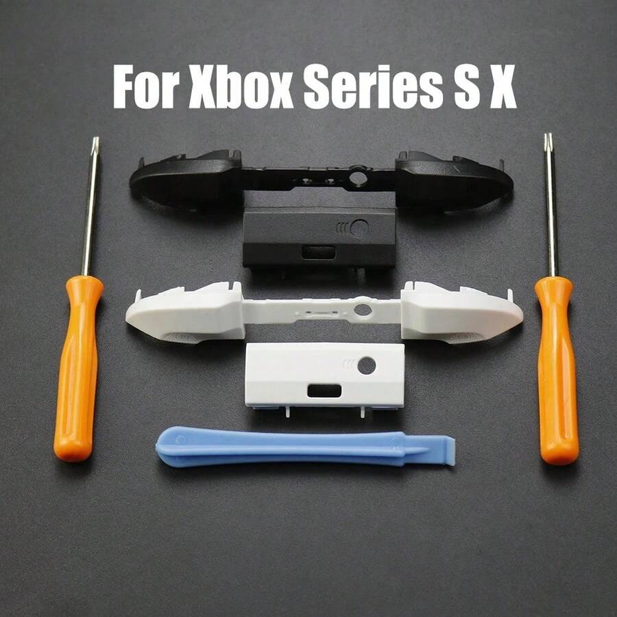2 Sets Series X/S Controller Plastic Shoulder Buttons, Middle Bracket, T8 Screwdriver And Pry Bar Repair Tool Kit (Black/White) - View 1