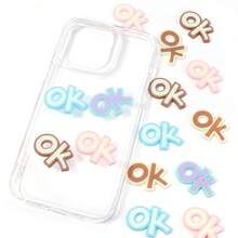 30pcs/Pack PVC Soft Gel OK Letter Stickers, Creative Handmade DIY Decor Stickers, Waterproof & Durable For Clothing, Shoes, Phone Cases, Earphones, Hair Clips, Bags - OK Patch - View 5