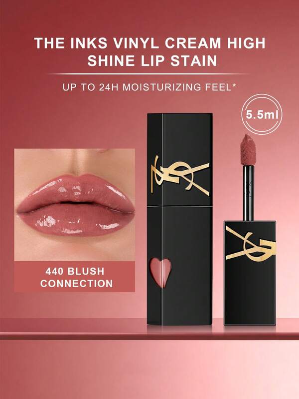 Yves Saint Laurent YSL THE INKS VINYL CREAM HIGH SHINE LIP STAIN -440 - وردي مائل للاحمرار - 5.5مل/0.18 أونصة سائلة