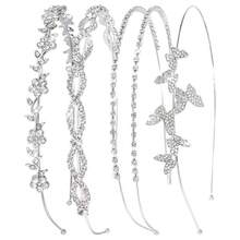 4pcs Crystal Flower & Butterfly Embellished Hair Hoop, Sparkling Elegant Headpiece For Wedding, Party, Daily Wear - Multicolor - View 1