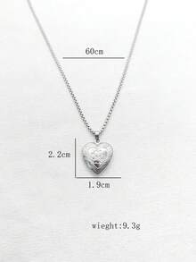 1 chiếc vòng cổ mặt dây chuyền hình hoa cúc rỗng và hình cuốn sách tối giản bằng thép không gỉ màu bạc, tự làm hộp đựng ảnh, quà tặng ngày lễ và ngày Valentine. - Bạc - Xem 11