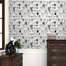 Giấy dán tường tự dính chống thấm nước, màu đen trắng, thích hợp cho phòng giặt, tân trang nội thất, phong cách mùa thu. - 1 cái - Xem 2