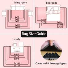 Living Room Rugs, Bedroom Rugs – Ultra Soft Plush Rug, Fluffy Shaggy Carpet, Washable Area Rug With Non-Slip Backing & 4 Free Grip Stickers, Modern Home Dorm Decor, Multiple Sizes 4x6 5x7 6x9 8x10 9x12 10x14, Pink Rug - Pink - View 10
