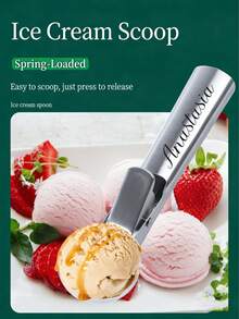 Muỗng múc kem bằng thép không gỉ có thể tùy chỉnh, muỗng múc kem đa năng, dụng cụ múc dưa hấu/trái cây, muỗng tráng miệng dùng cho khách sạn và tiệc buffet - màu đen - Xem 2