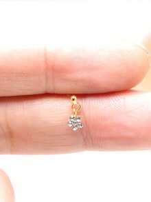 1pc 24G Nose Rings Stud 925 Sterling Silver Piercing Nose Stud Earring Jewelry For Women - Gold - View 4