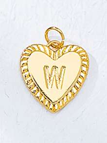 1件18K镀金不锈钢字母项链，带登山扣吊坠，字母爱心吊坠项链，DIY字母饰品，送给她的礼物 - 金色 - 查看 5